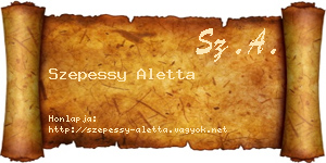 Szepessy Aletta névjegykártya